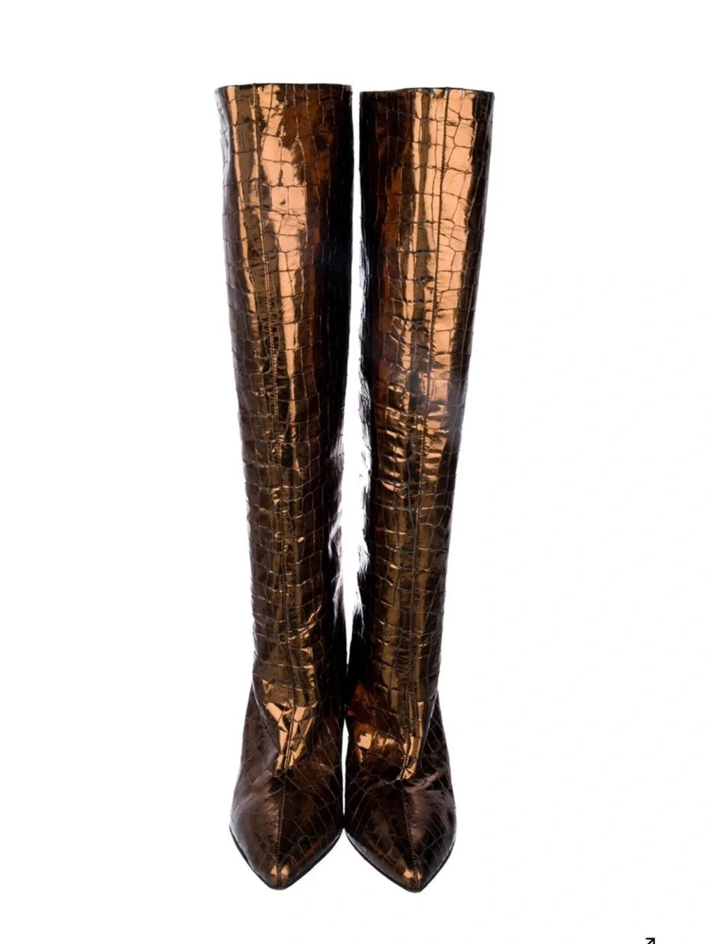 Paris Texas Metallic Bronze Croc Over-the-Knee Boots